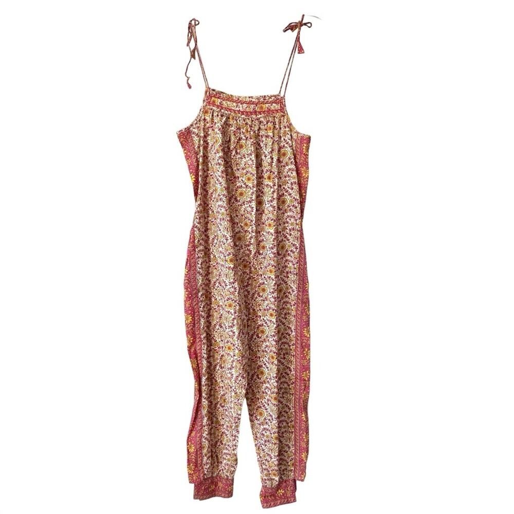 Matta Ditsy Pink Yellow Floral Cotton Overalls size small